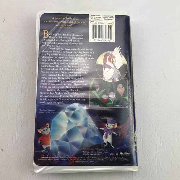 VHS Disney The Rescuers Clamshell Movie Animated Seagull Mice - Picture 4 of 5